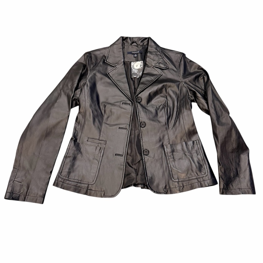 Women's Black Leather Jacket 8 Medium
